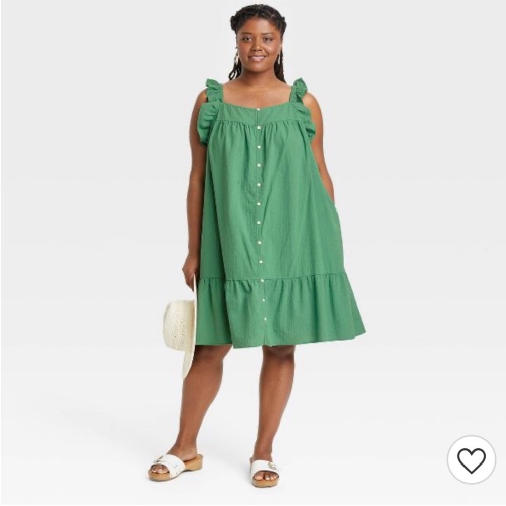NWOT Universal Thread Flutter Sleeve Dress, Green, Size 1X